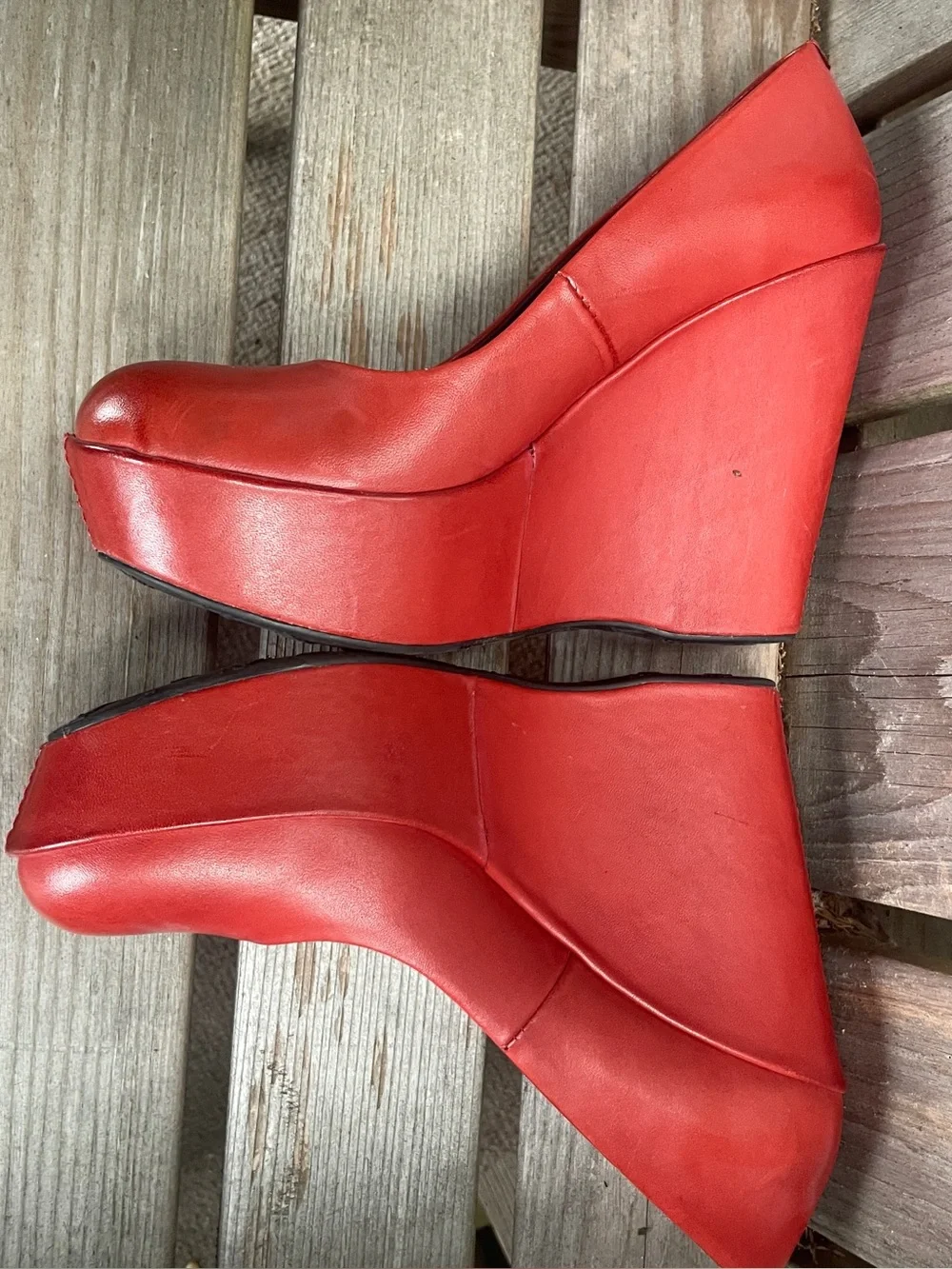 Red Wedge Platform Heels by Kork-Ease